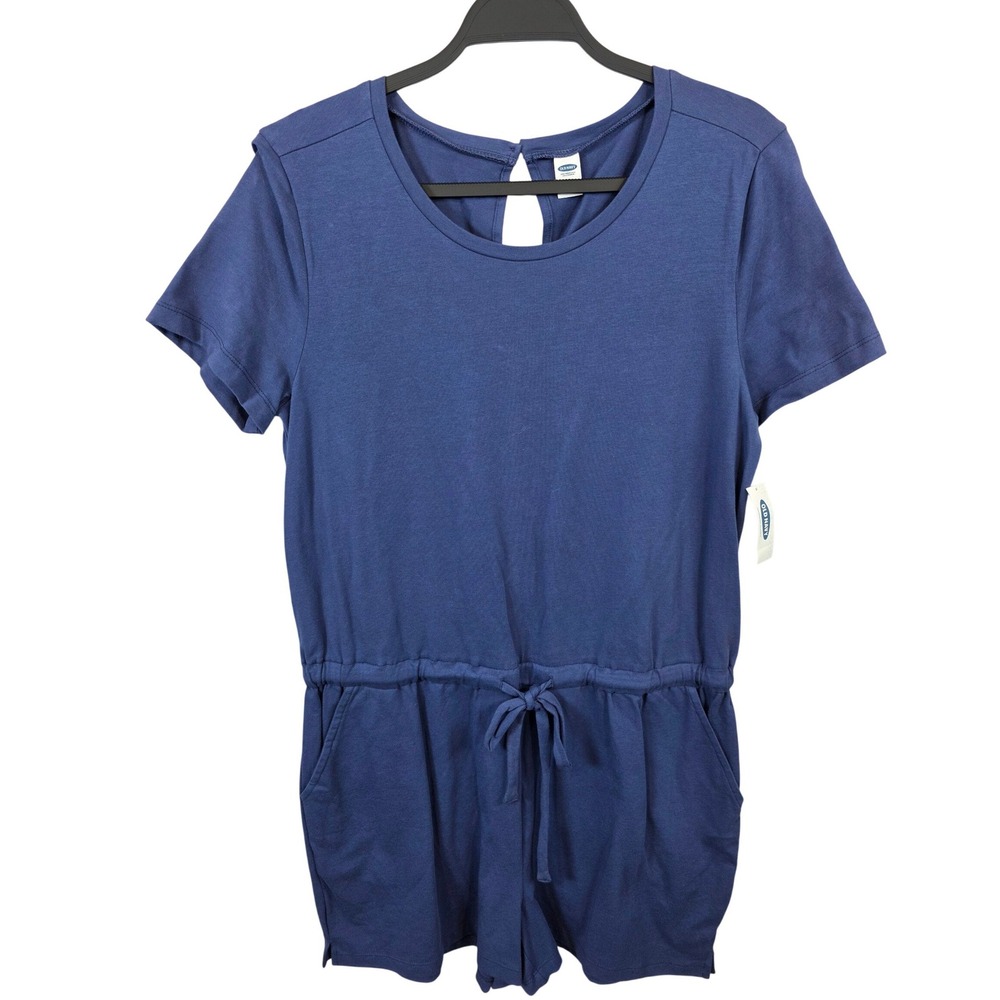 NEW Old Navy Jersey Knit Drawstring Waist Keyhole Back Romper Womens M Tall /A22